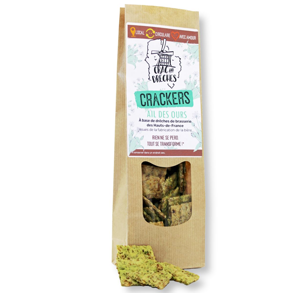 Crackers de drêches "Ail des Ours" 100g