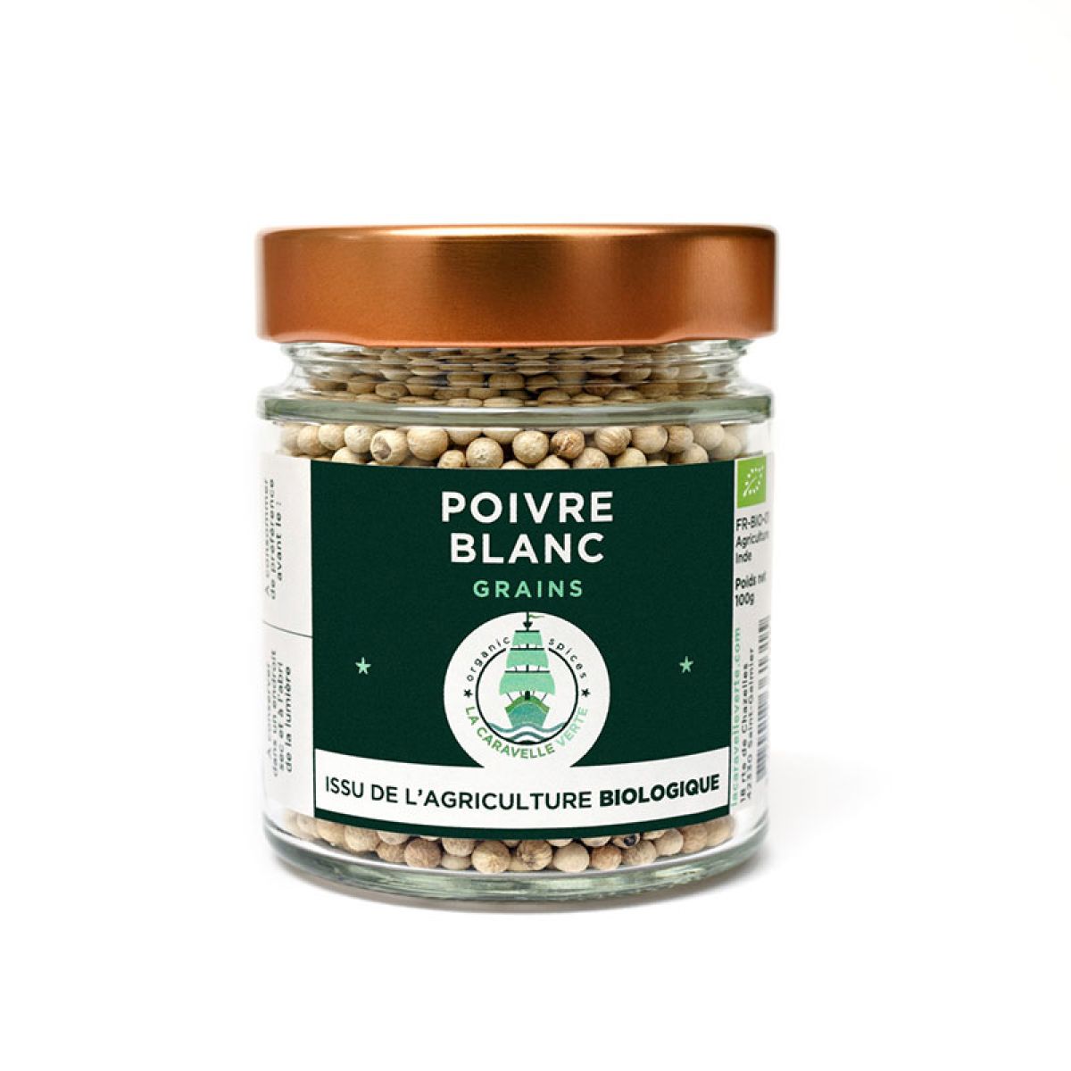 Poivre blanc - En grains bio 500g