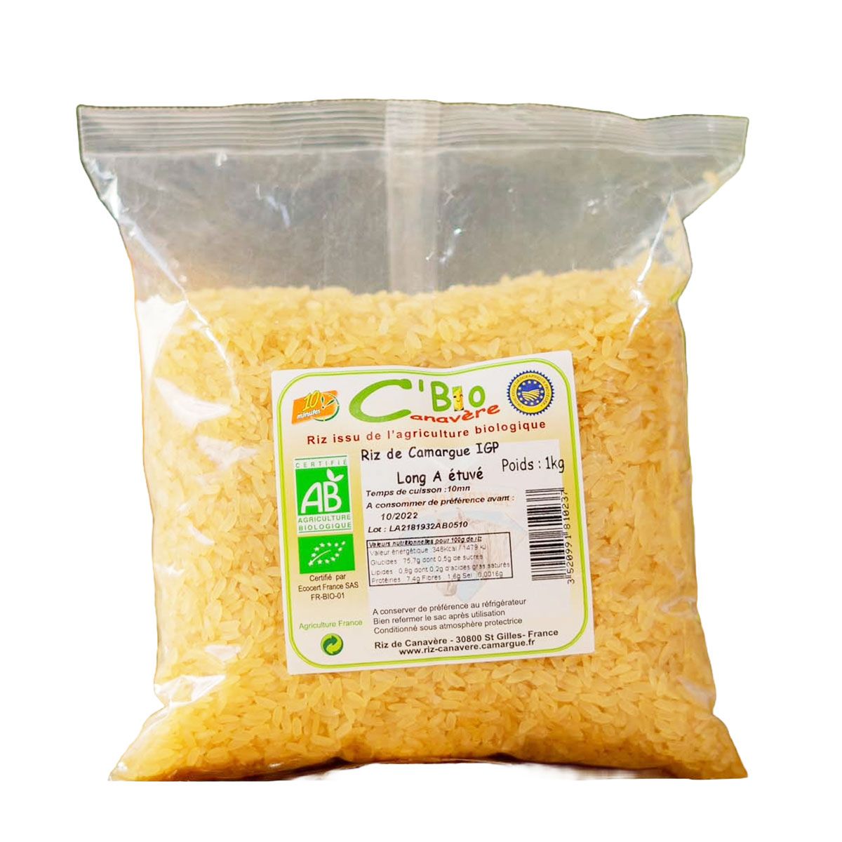 Item Riz de Camargue Bio Long Étuvé 1kg